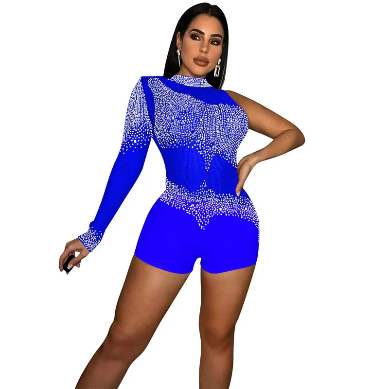 Sparkly Rhinestones Mesh Romper