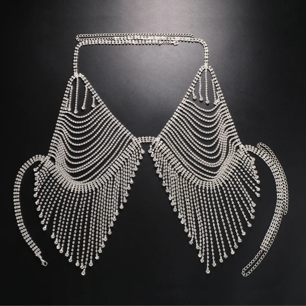 Rhinestone Tassel Bra, Brief & Waist Jewelry