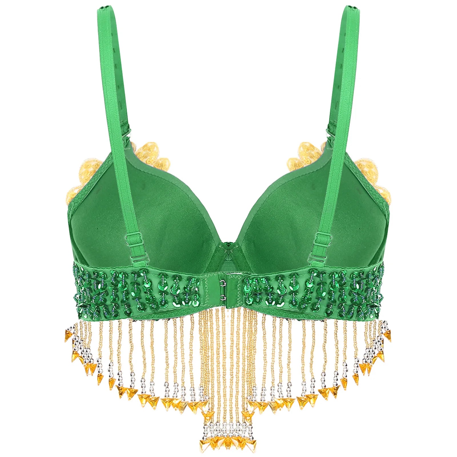 Sparkly Floral Beaded Sequin Belly Dance Bra & Tassel Performance Top