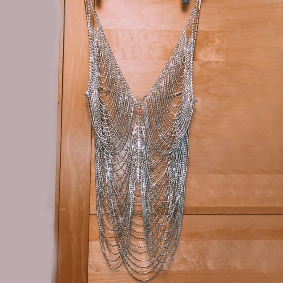 Layered Rhinestone Costume Chain Skirt