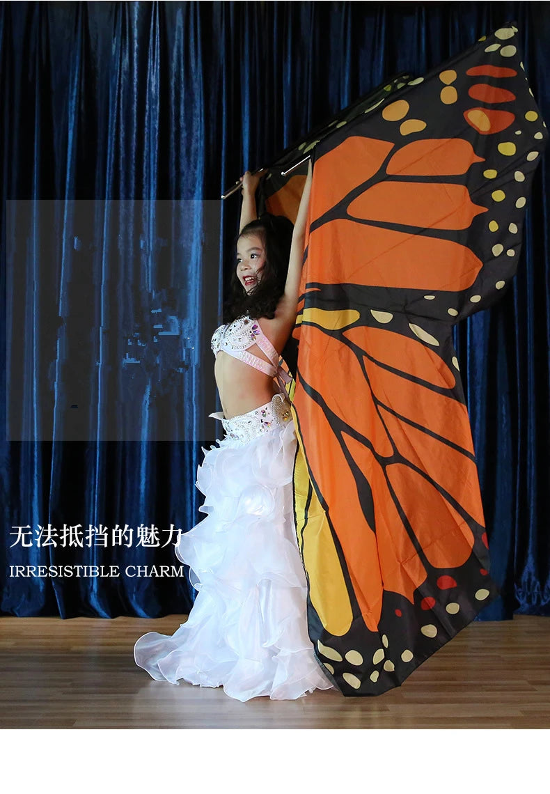 Vibrant Butterfly Belly Dance Wings with Telescopic Sticks Set