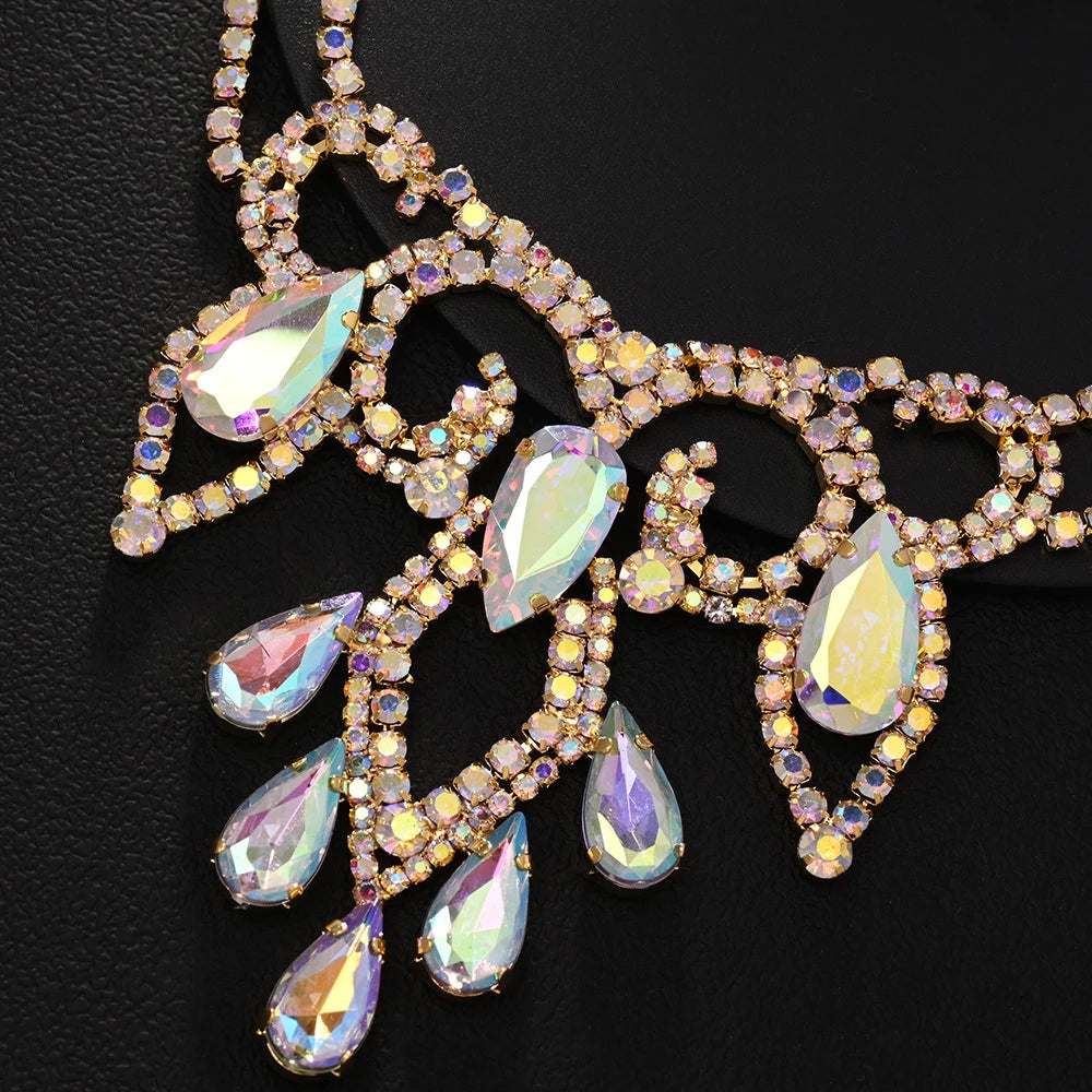 AB Rhinestone Water Drop Necklace