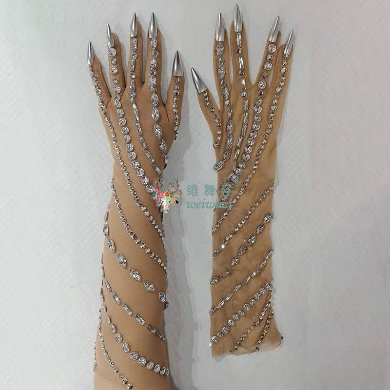 Rhinestone Stretch Performance Gloves