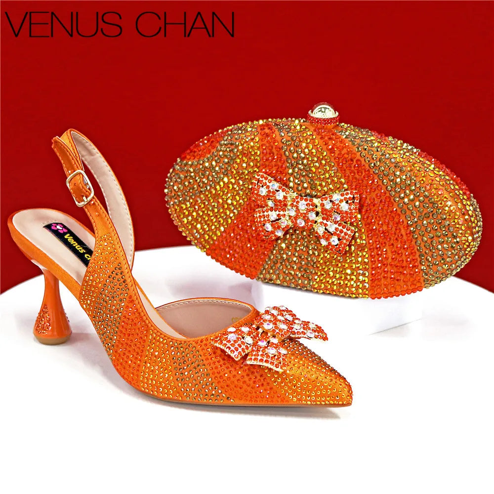 Italian Design Women's High Heels And Exquisite Clutch Bags