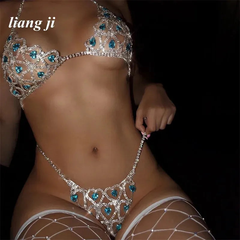 Heart Design Bra & Thong Body Chain