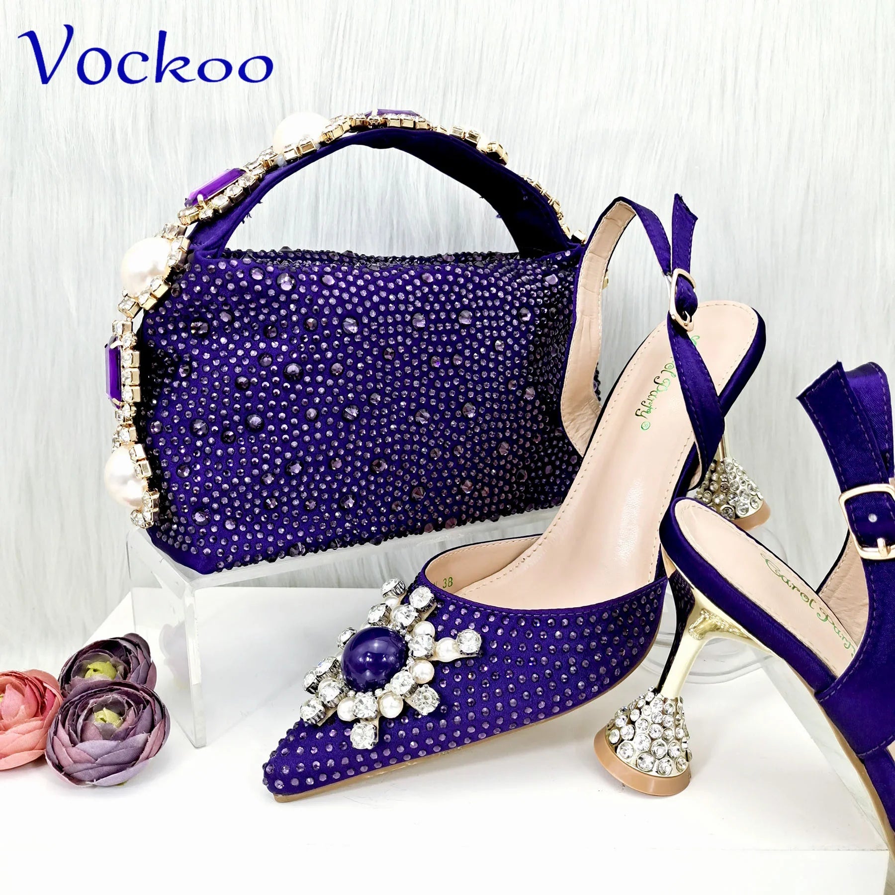 Crystal Shoes and Bag Set