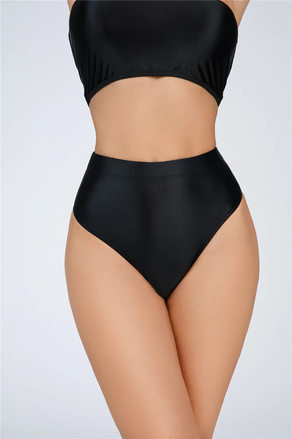 High-Waist Oil Glossy Sheer G-String Thong Satin Smooth Seamless Briefs