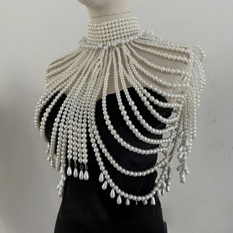 Simulated Pearl Costume Bra Body Chain
