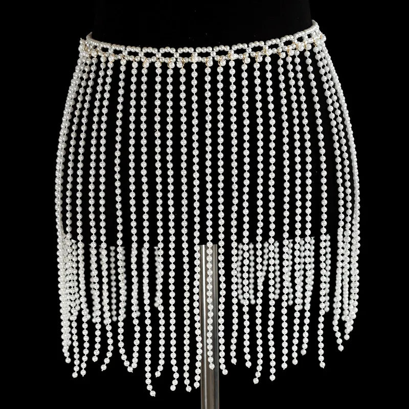 Simulated Pearl Bra & Skirt Body Jewelry