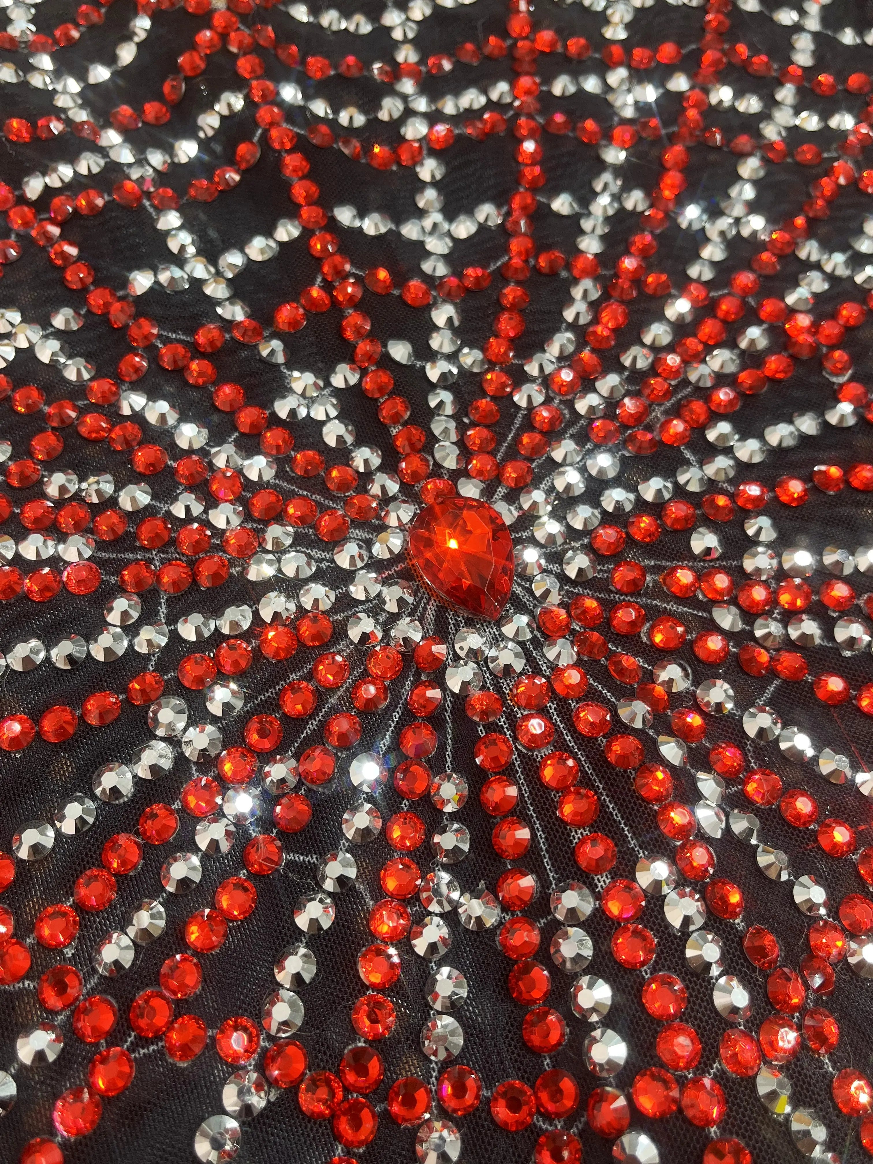 Spiderweb Rhinestone High-Cut Stage Bodysuit Halloween Dance Performance Leotard
