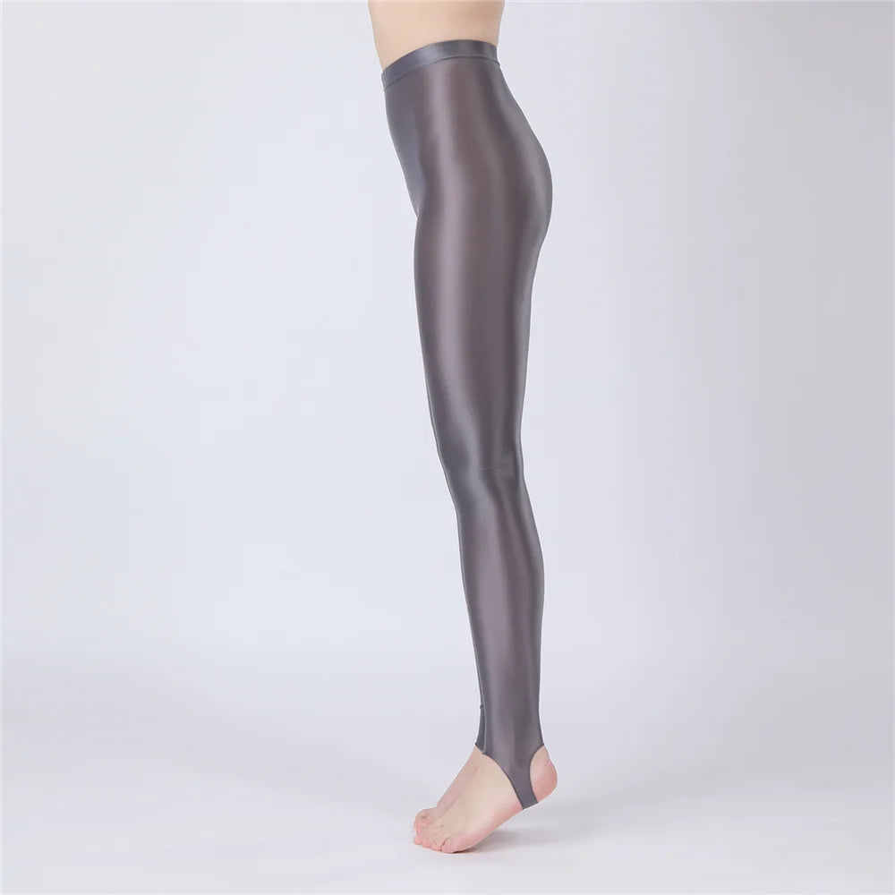 Thin Sheer Oil Glossy High-Stretch Pencil Pants Candy Color Yoga Leggings
