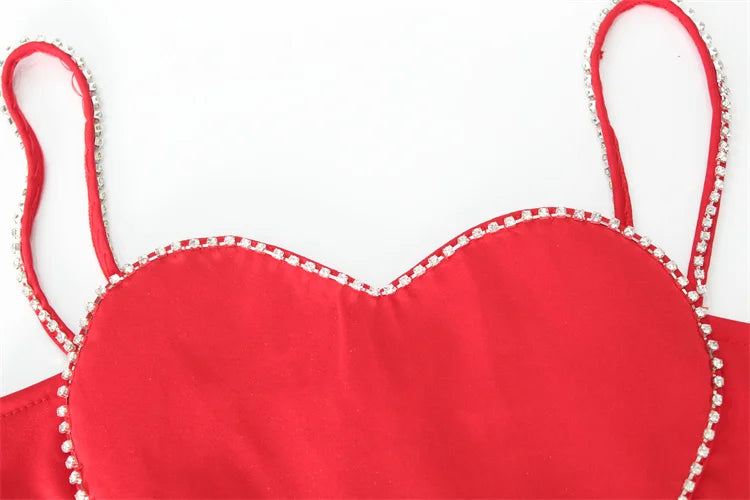 Scarlet Sweetheart Crop Camisole Sculpted Red Bustier Party Bralette Top