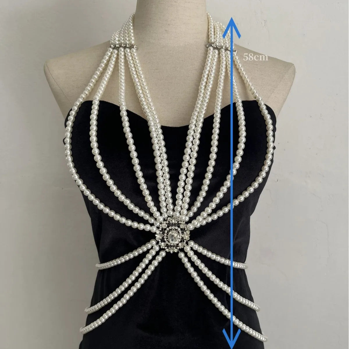 Pearl-Look Beaded Bra Body Chain