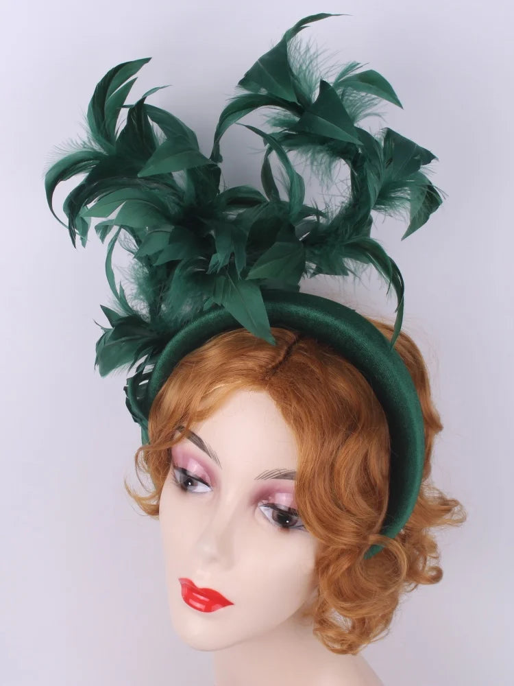 25cm Feather Cocktail Fascinator Headband Kentucky Derby Tea Party Pillbox Hat