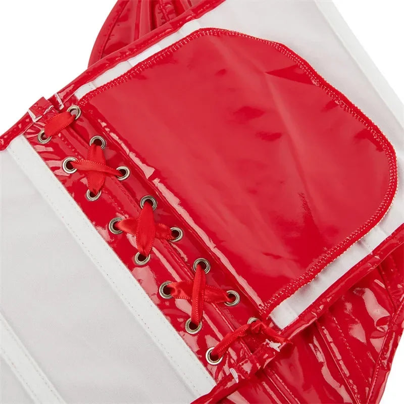 Shiny PVC PU Leather Bustier Corset Crop Top Body Shaper Vest