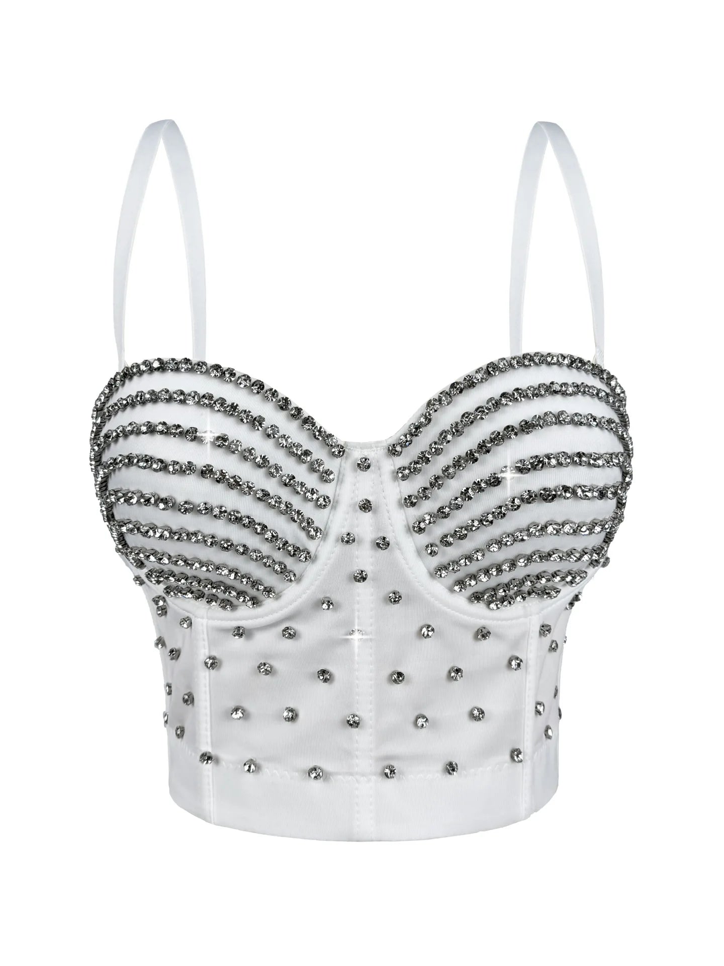 The Stardust Prism Siren – Embroidered Diamond Bustier Corset Crop Top