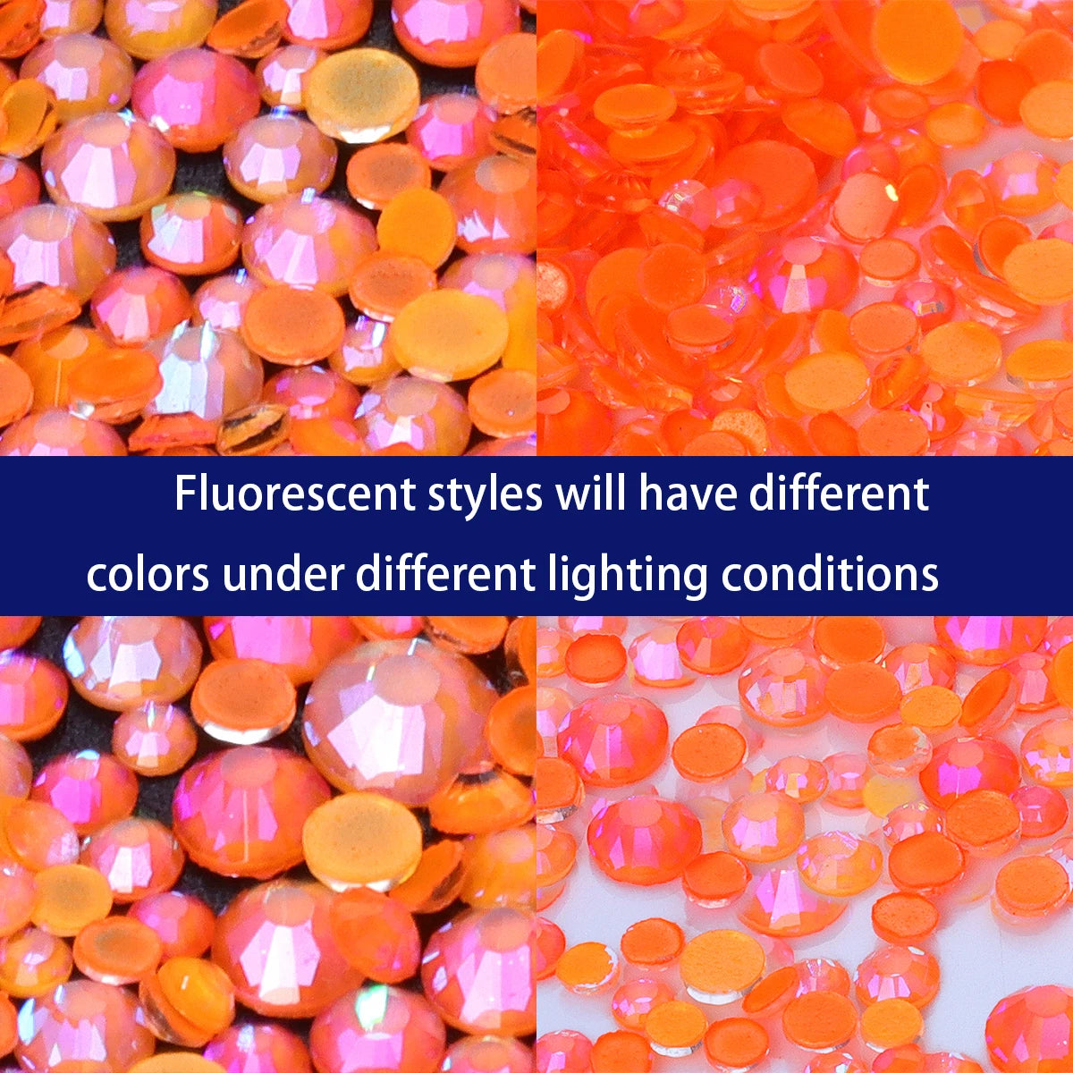 Mixed Size Glass Flatback Rhinestones, 1,440 Pieces | Shimmer Colors SS6–SS20