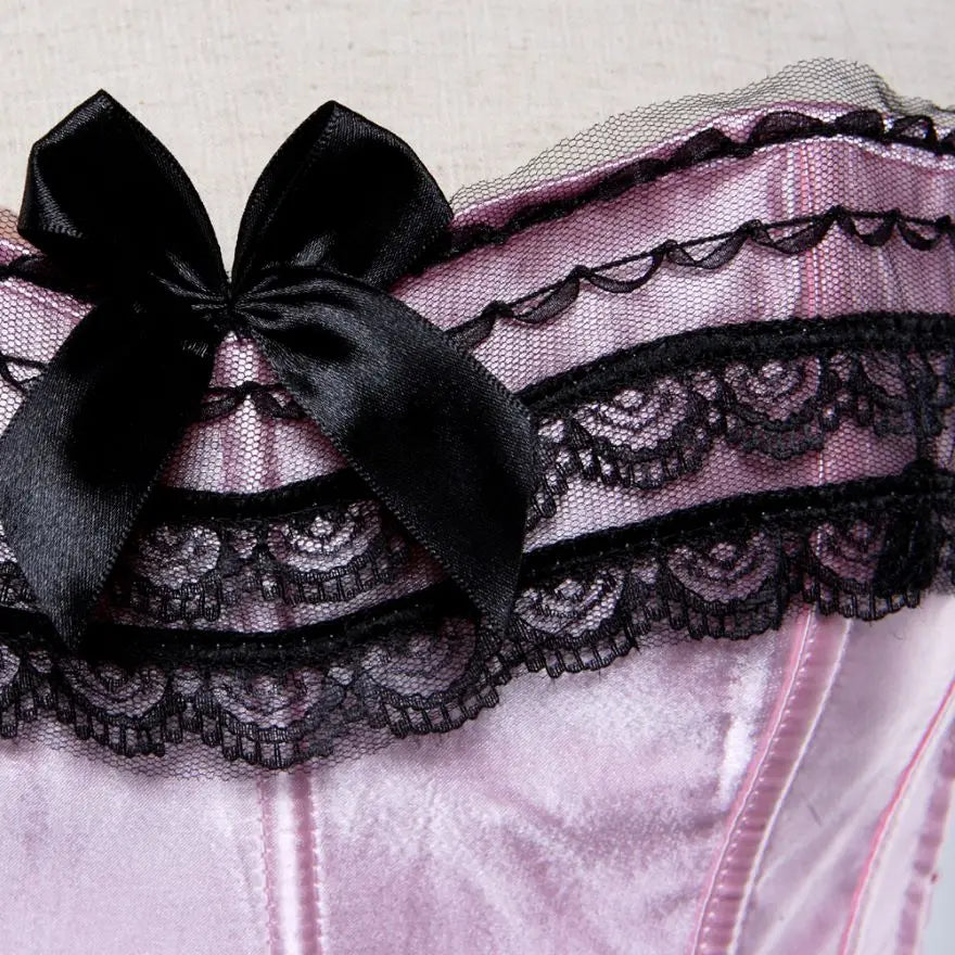 Lace Overlay Boned Overbust Corset Bustier Top Plus Size Body Shaper