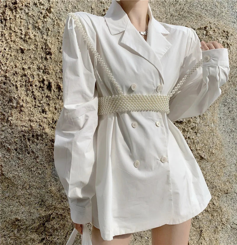 White Pearl-Look Costume Shoulder Shawl