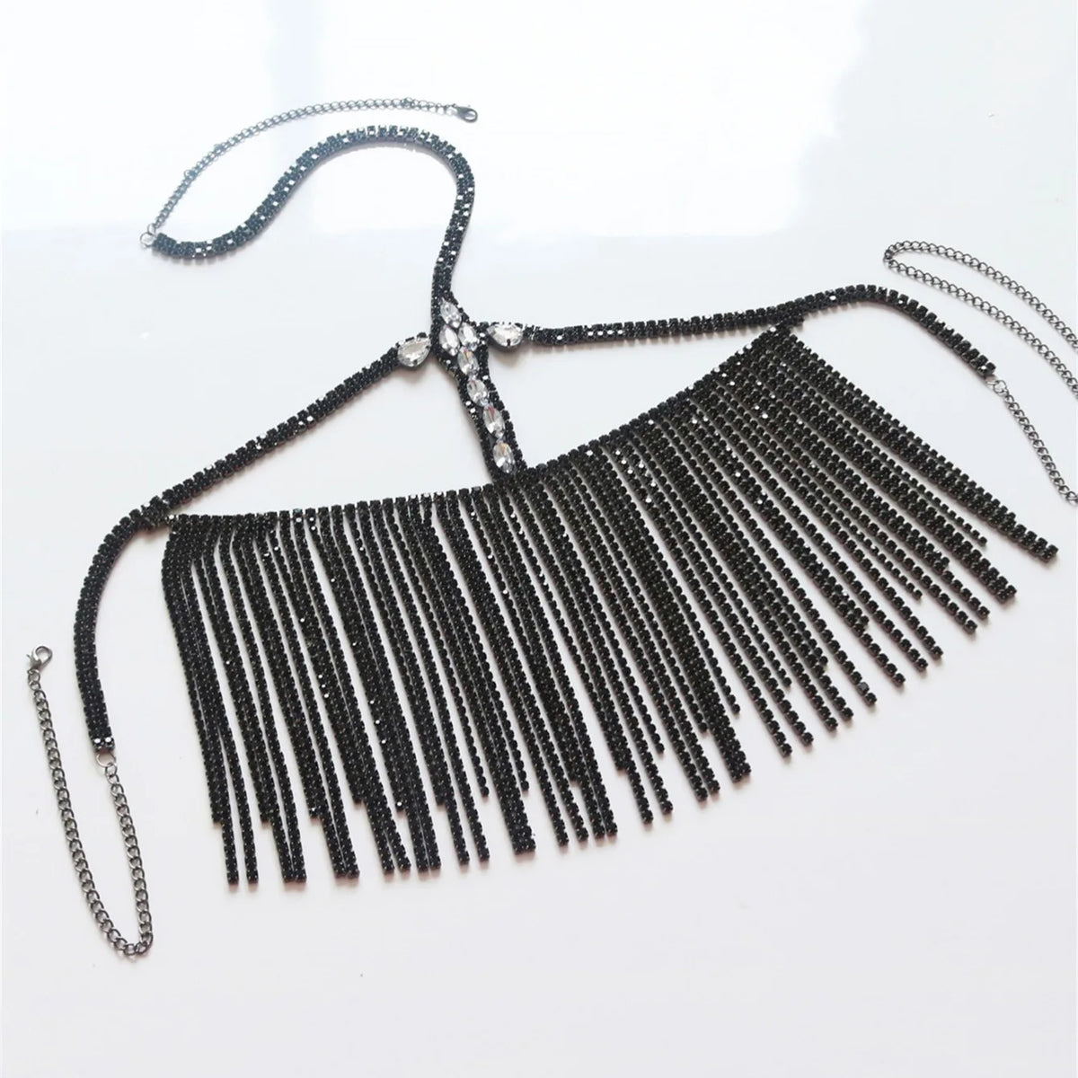 Rhinestone Tassel Costume Face Veil