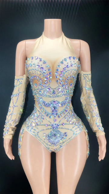 Rhinestone Stretch Performance Bodysuit