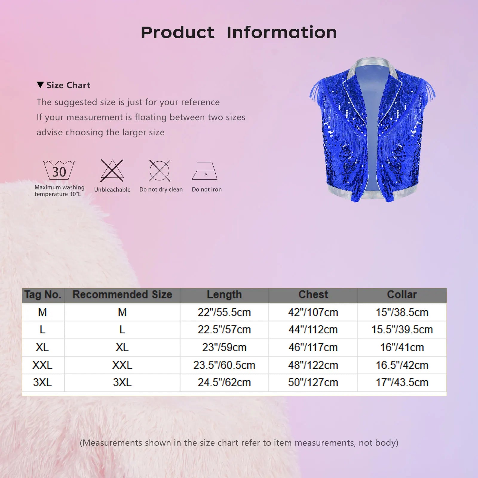 Men's Metallic Sequin Tassel Open-Front Vest Lapel Collar Sleeveless Stage Dance Waistcoat