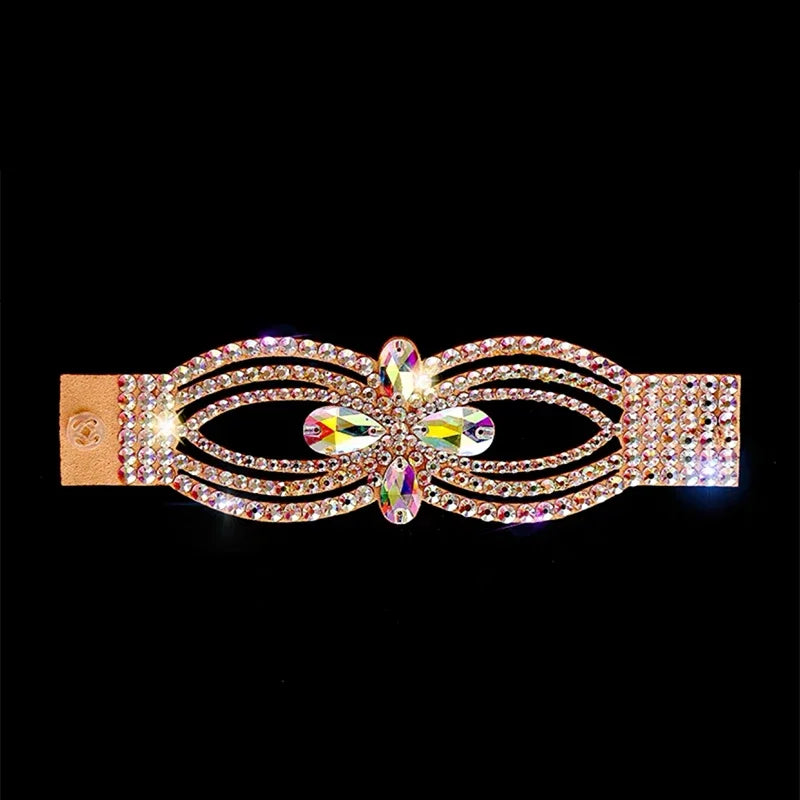 Dazzling Crystal Belly Dance Cuff Bracelet & Ring Hand Harness Jewelry