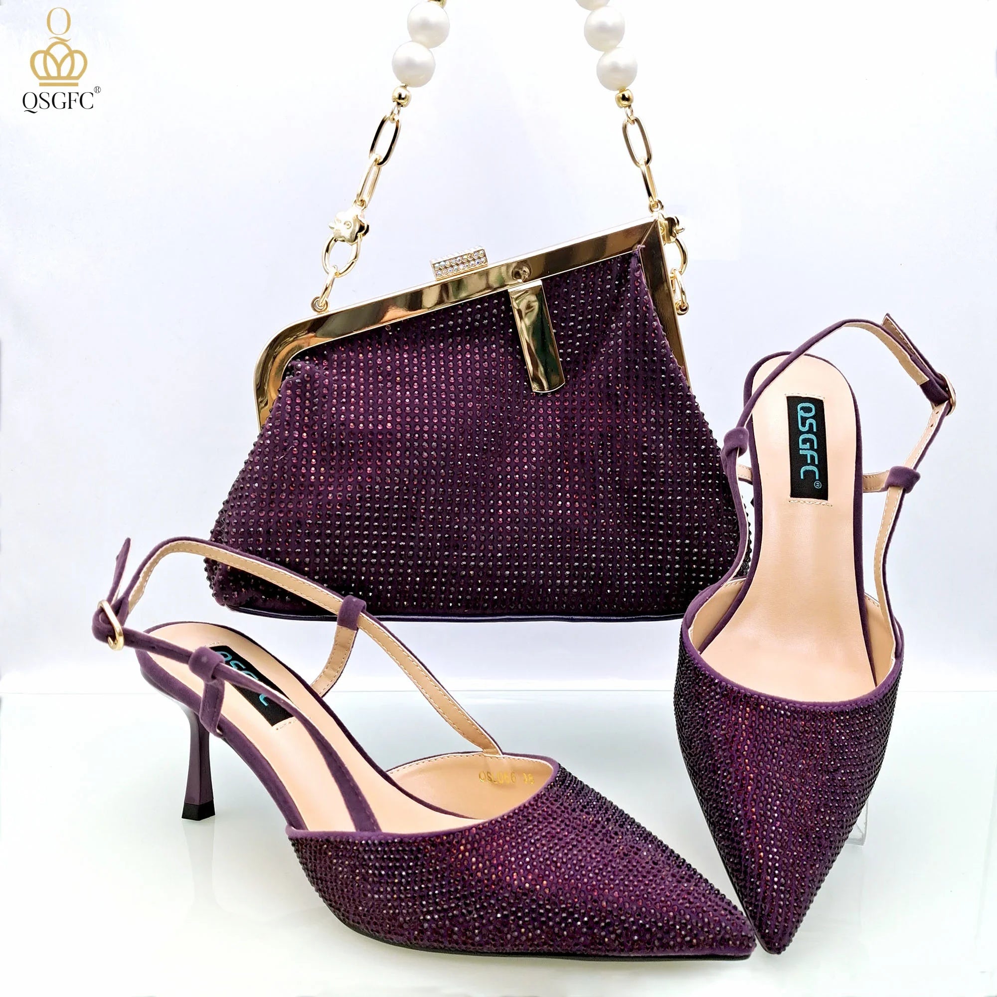 Shoulder Bag and Strap High Heels Set