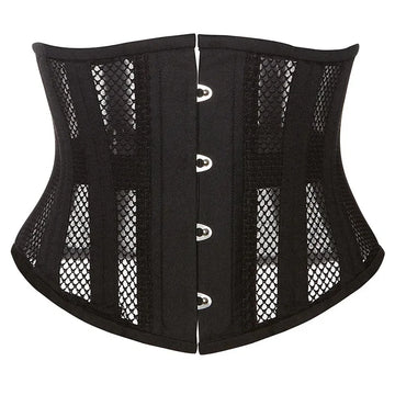 Steel Boned Mesh Short Torso Waspie Corset & Breathable Waist Cincher