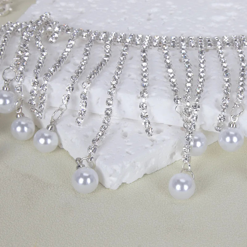 Halter Rhinestone Tassel Bra Body Chain