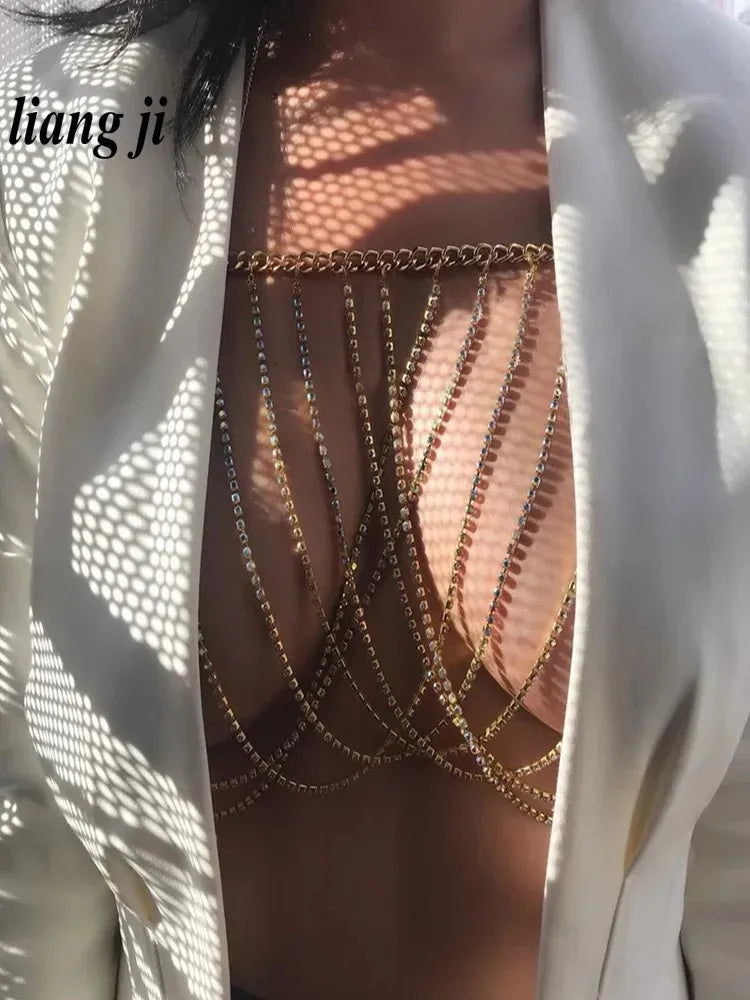Crystal Chest Wrap Bra Body Chain