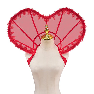 Heart-Shaped Standing Lace Medici Collar Gothic Queen Elizabeth Boned Neckpiece