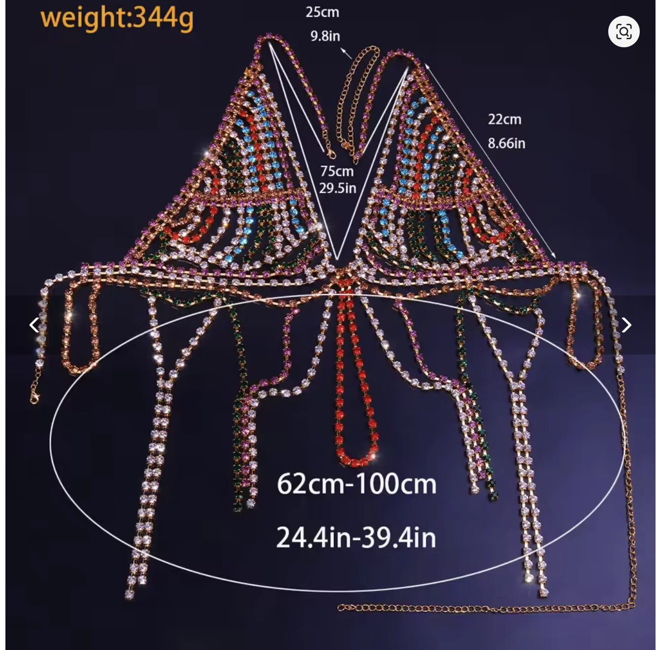 Luxury Crystal Tassel Chest & Waist Chain Bikini Jewelry Set