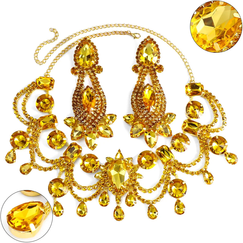 Water Drop Tassel Necklace Earrings Set