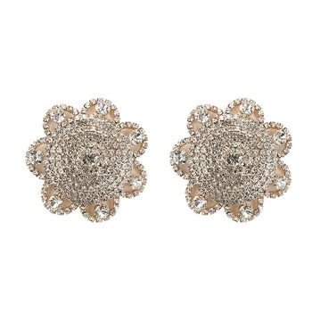 Sparkly Rhinestone Flower Reusable Nipple Pasties Self-Adhesive Silicone Covers