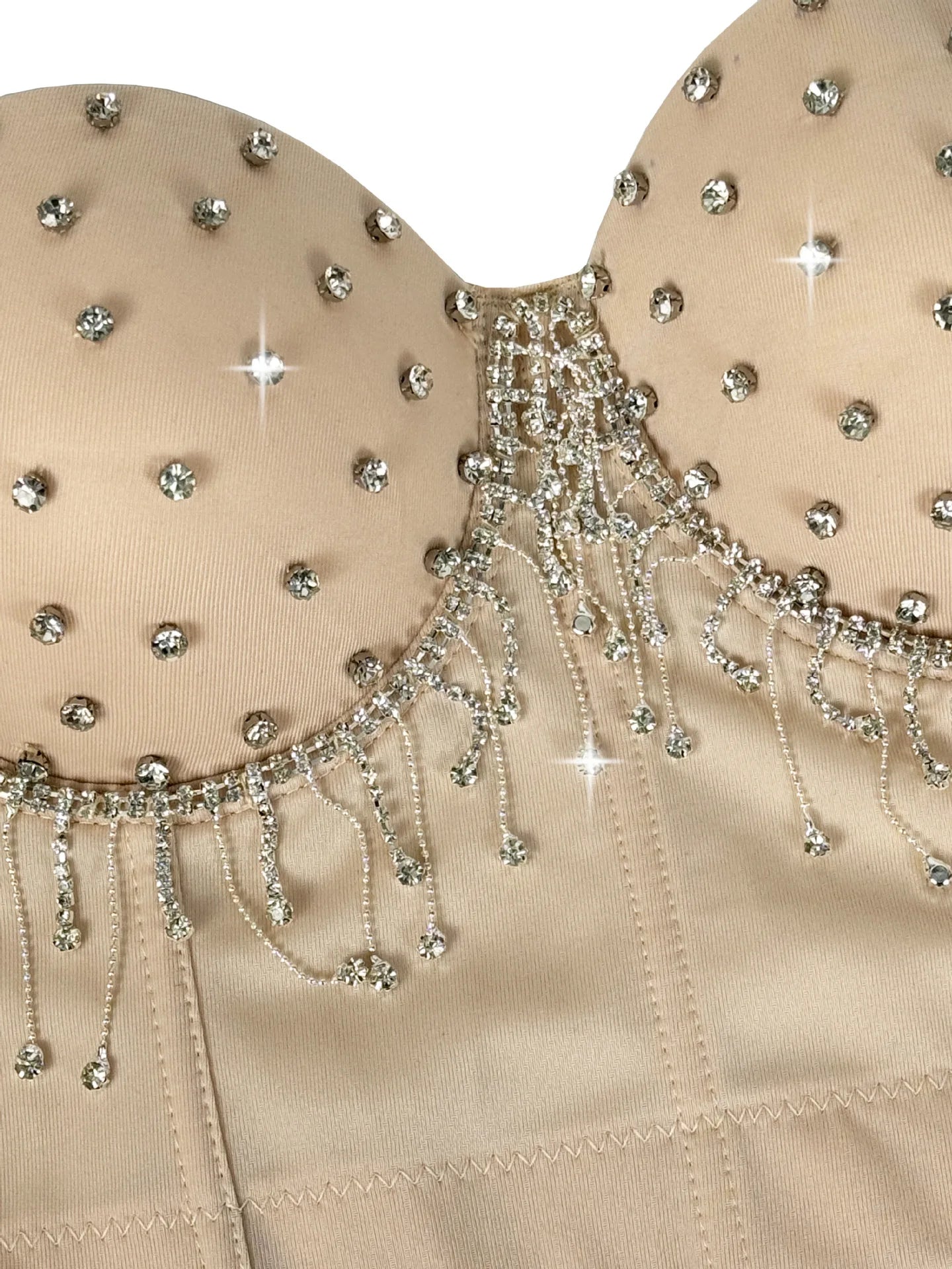 Diamond Tassel Rhinestone Bustier Corset Crop Top Evening Stage Bralette