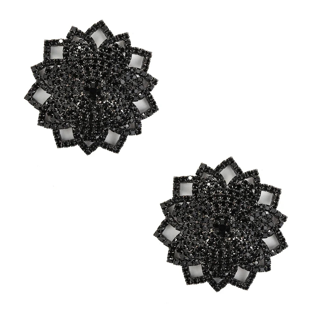 Sparkly Rhinestone Ornate Starburst Reusable Nipple Pasties Self-Adhesive Breast Covers