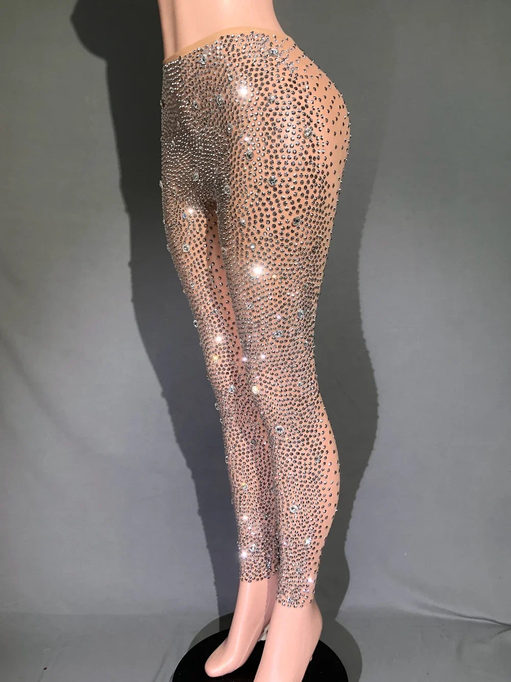 Rhinestone Sheer Mesh Performance Leggings
