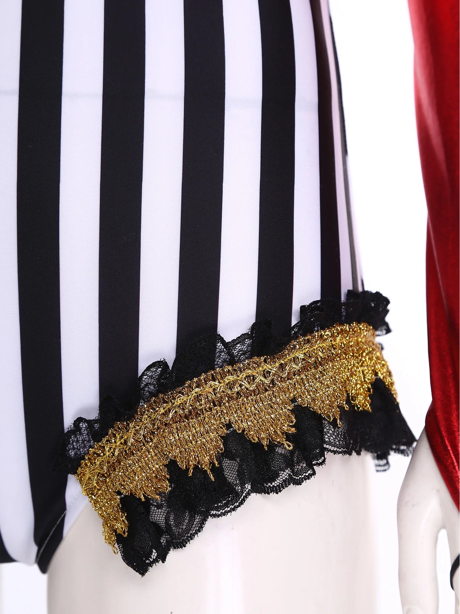 Circus Ringmaster Sequin Striped Bodysuit & Metallic Gloves 2-Piece Stage Costume Set
