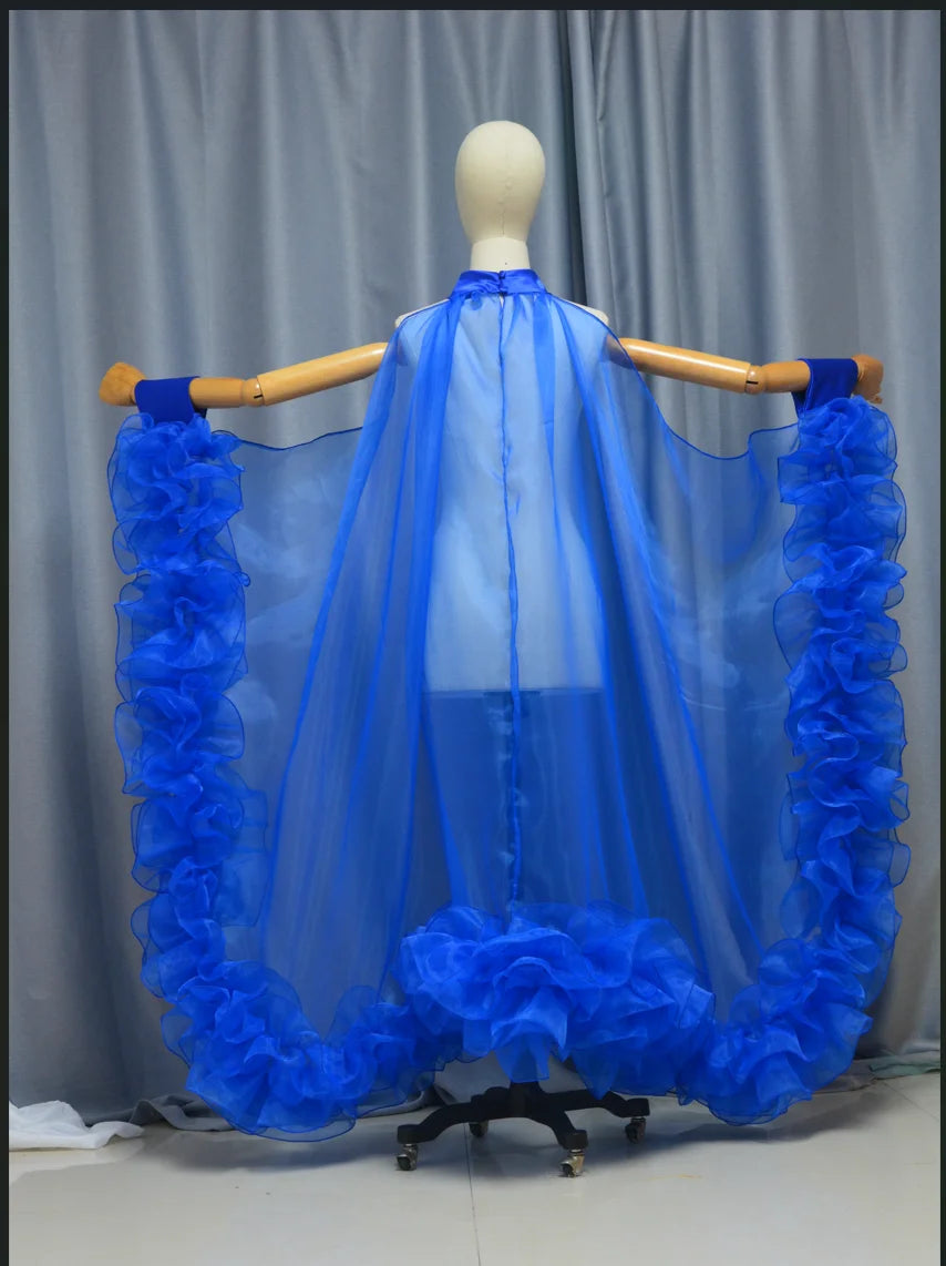 Dramatic Organza Burlesque Coat of Glory Wing Cloak Drag Cabaret Show Cape