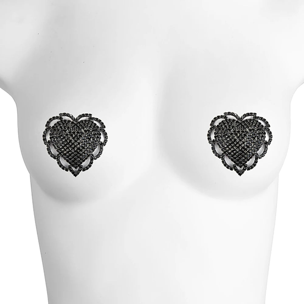 Sparkly Rhinestone Geometric Reusable Nipple Pasties Self-Adhesive Breast Covers