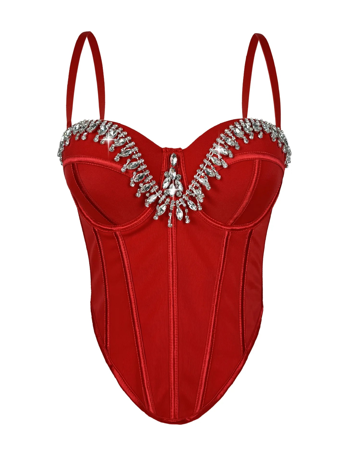 Rhinestone Embroidered Denim Bustier Corset Crop Top Stage Bralette