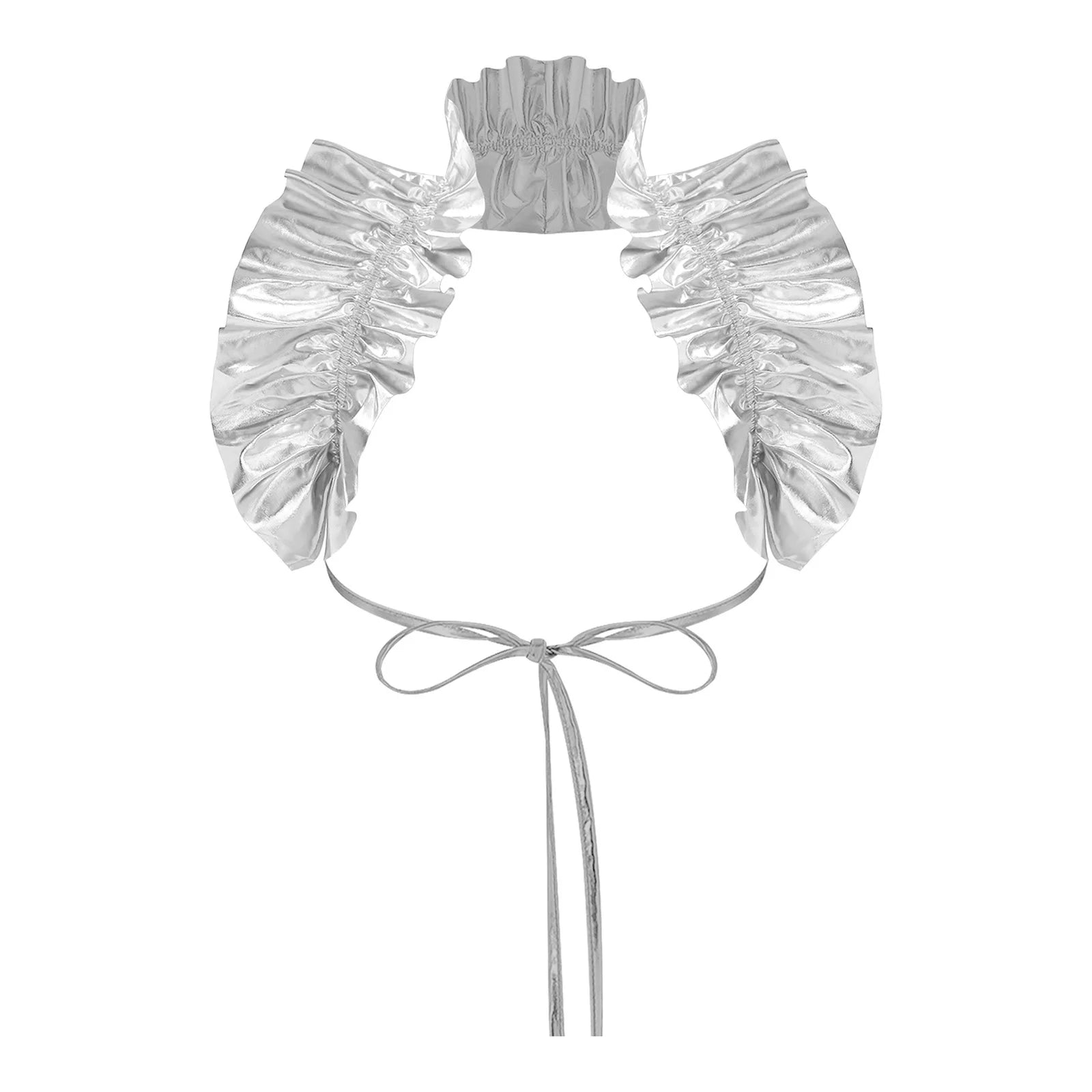 Metallic Ruffled Renaissance Neck Shrug Holographic Victorian Shoulder Capelet
