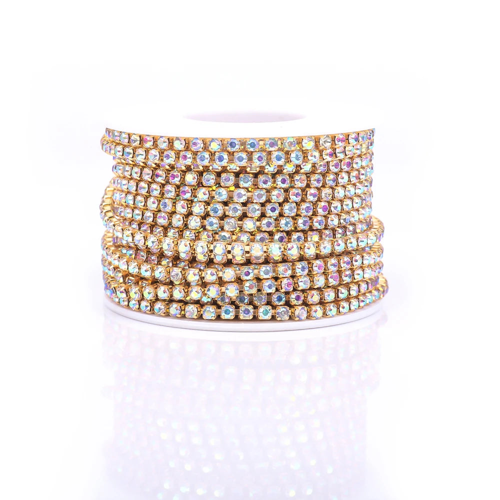 The Stardust Sparkle Cascade – Premium AAAA Glass Crystal Dense Rhinestone Cup Chain Trim