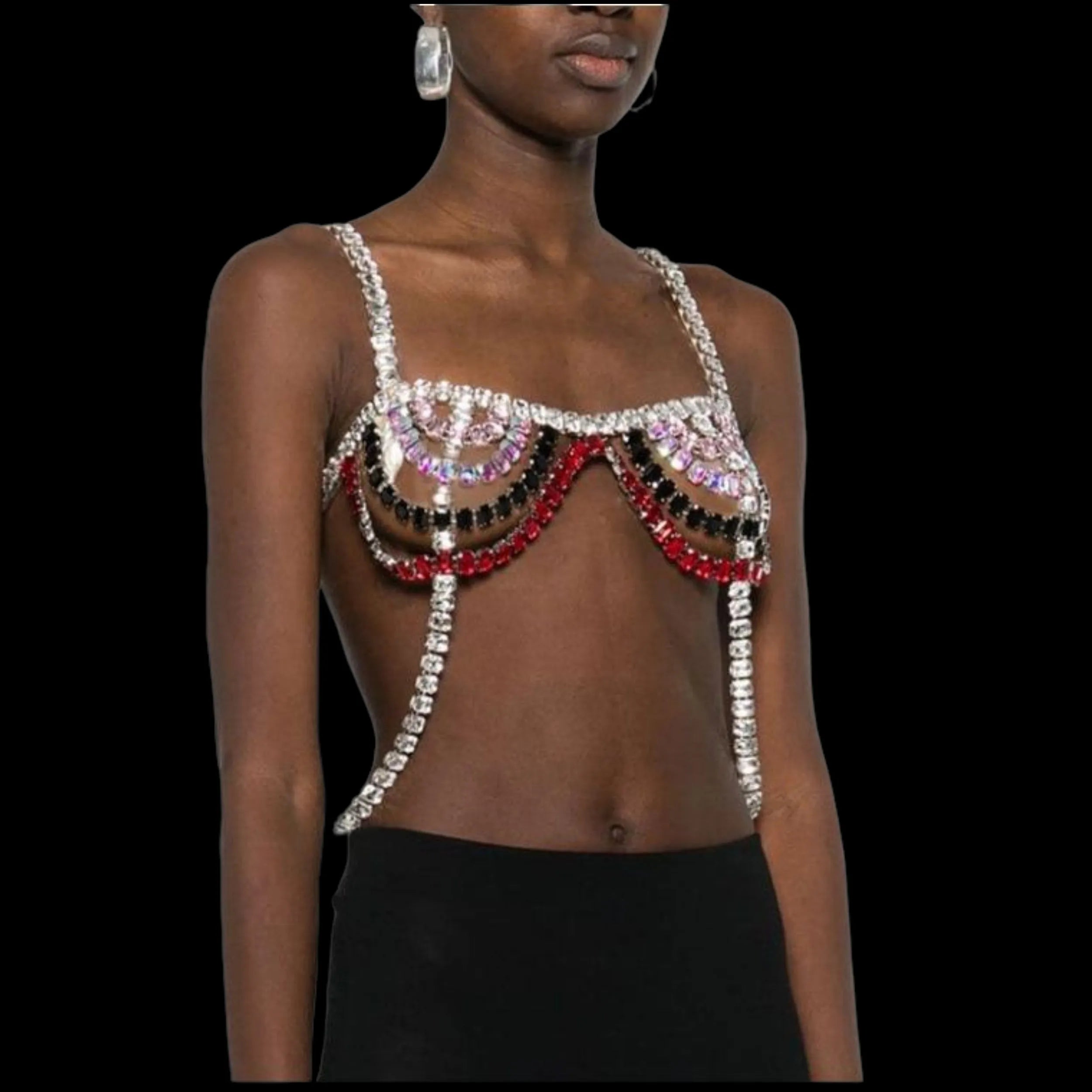Dazzling Mixed-Color Crystal Bra Chain & Lumbar Bikini Body Jewelry
