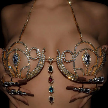 Teardrop Rhinestone Bra Chain Top