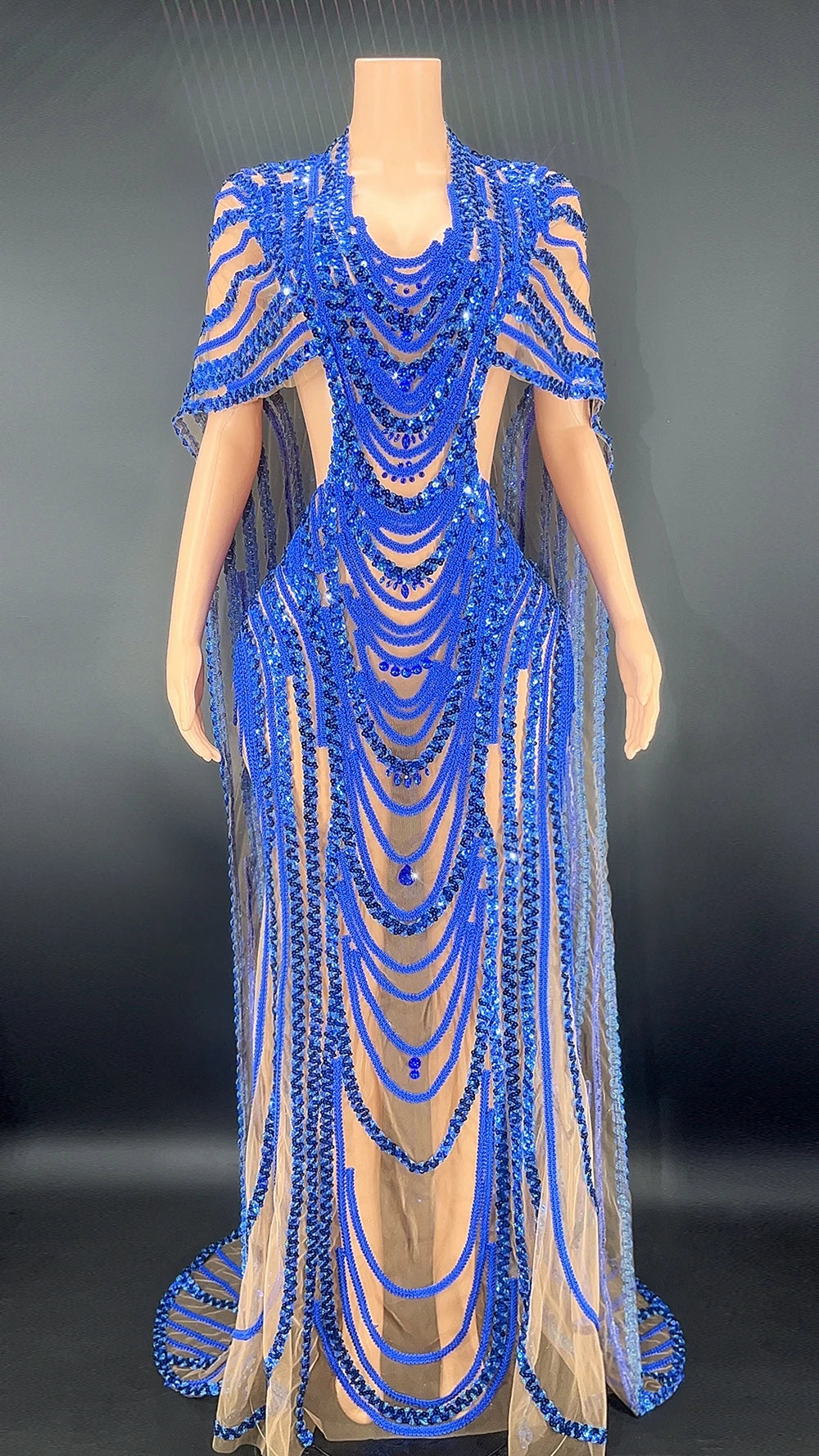 Women's Latin Dance Gown with Rhinestone Appliqué, Long Prom & Stage Dress