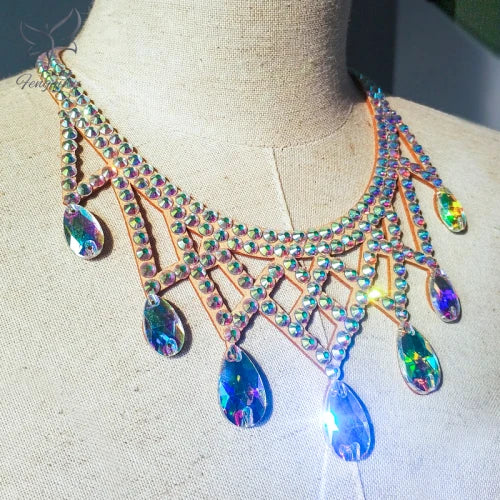 Rhinestone Latin Dance Statement Necklace