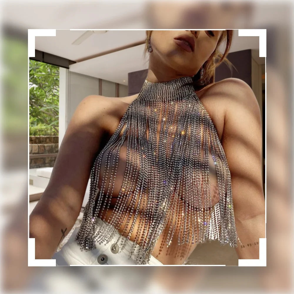 Crystal Tassel Chest Bra Chain