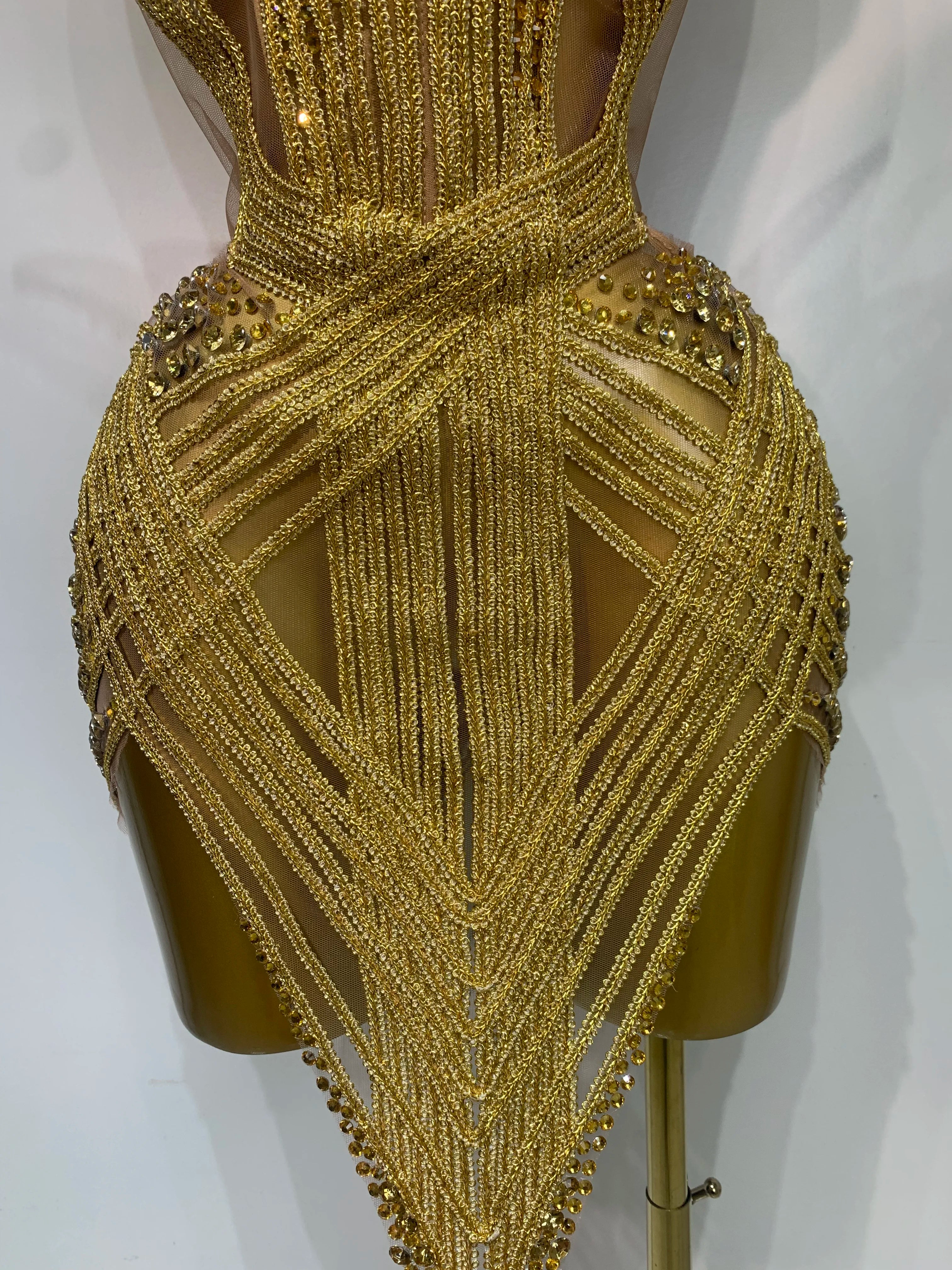 Sparkly Rhinestone Mesh Strapless Mini Dress Evening Stage Performance Outfit